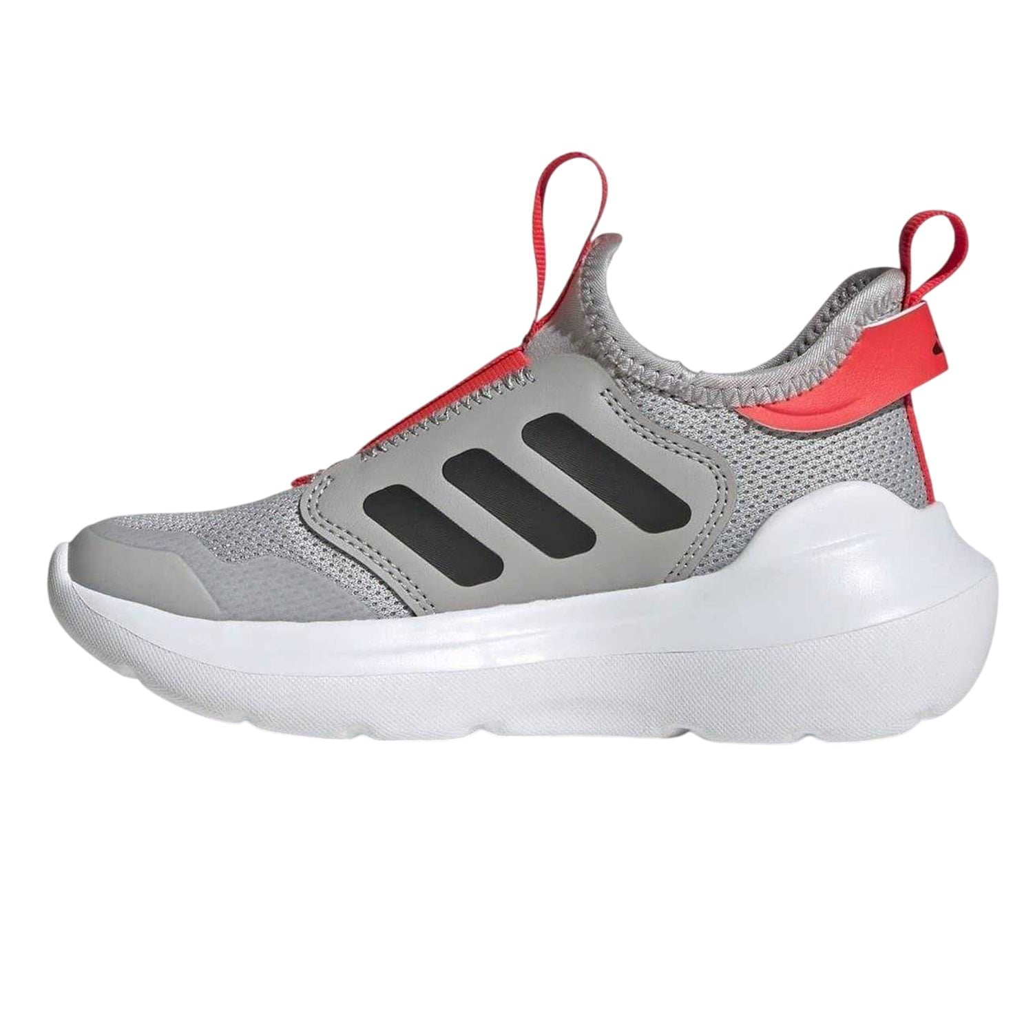 Grey-Red - Side - Adidas Childrens-Kids Tensaur 3 Stripes Trainers