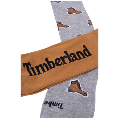 Medium Grey - Back - Timberland Mens Printed Boot Socks (Pack of 2)