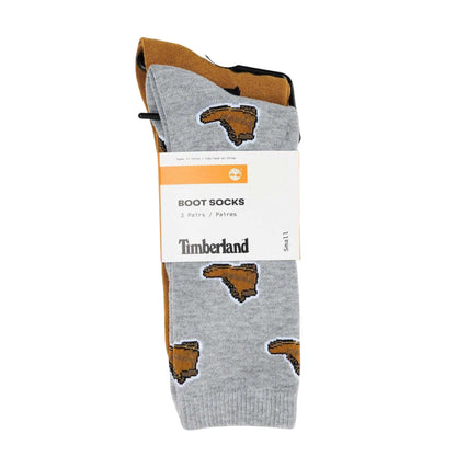 Medium Grey - Side - Timberland Mens Printed Boot Socks (Pack of 2)