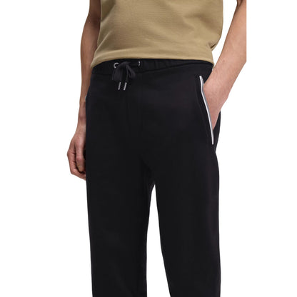 Dark Blue - Side - Boss Mens Contrast Detail Tapered Jogging Bottoms