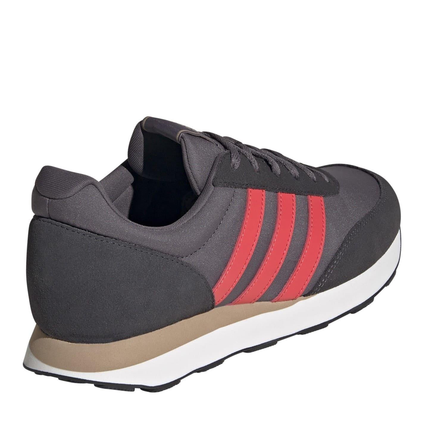 Grey-Red-Carbon - Lifestyle - Adidas Mens Run 60s 3.0 Stripes Leather Trainers