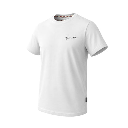 White - Side - Aquascutum Mens Cotton Short-Sleeved T-Shirt
