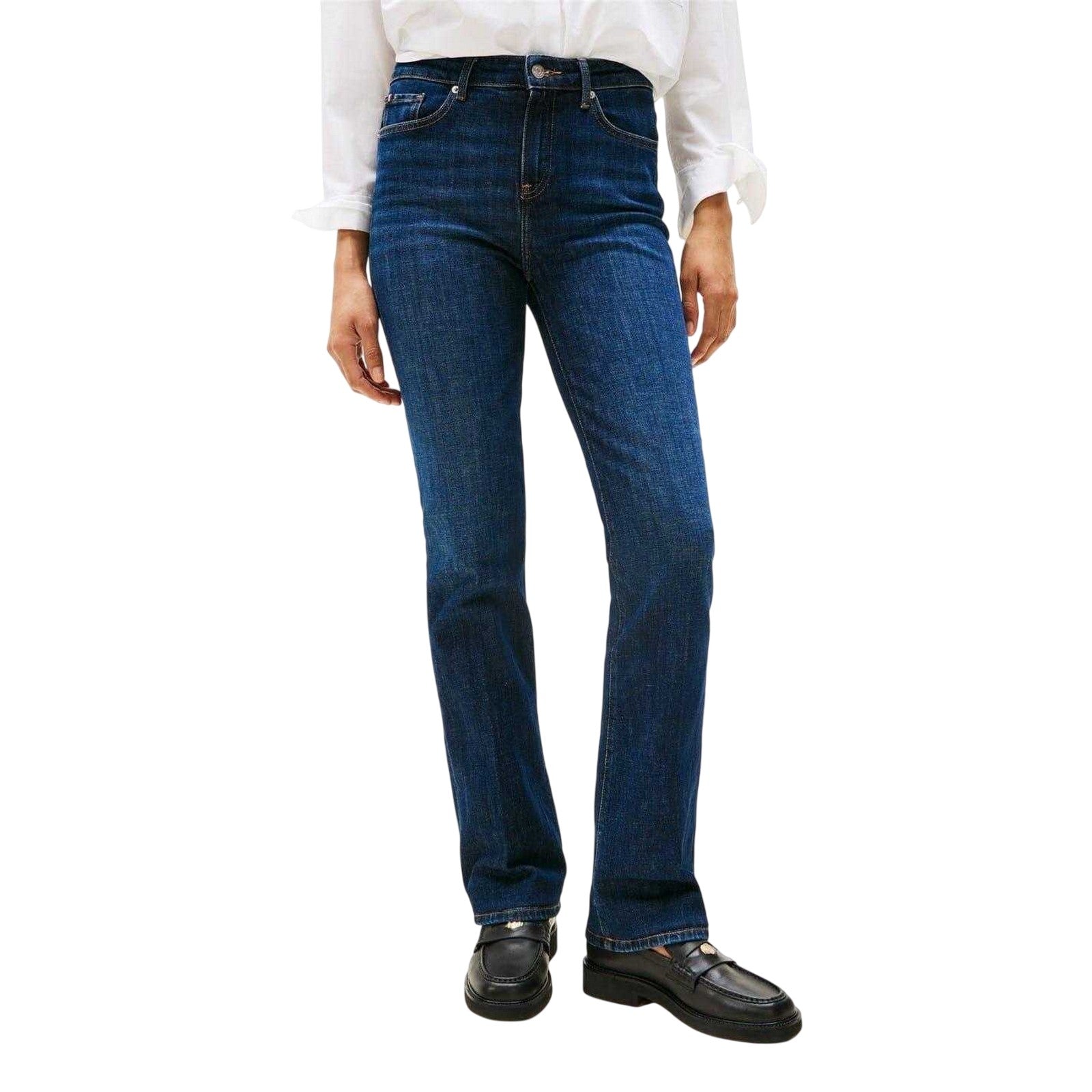 Dark Blue - Side - Tommy Hilfiger Womens-Ladies Denim Regular Jeans