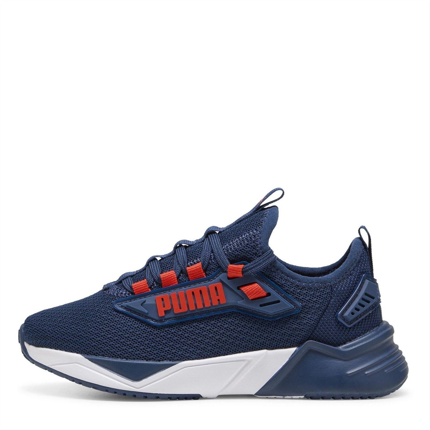 Navy-Red - Back - Puma Childrens-Kids Mesh Running Trainers