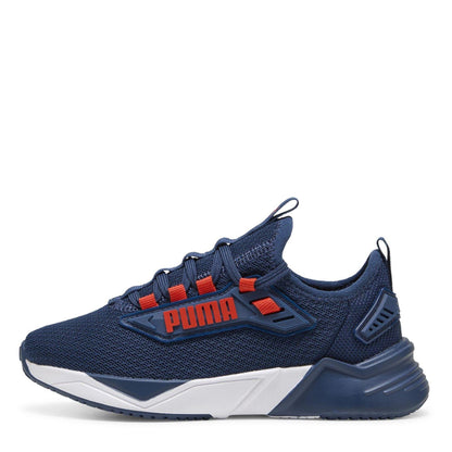 Navy-Red - Back - Puma Childrens-Kids Mesh Running Trainers