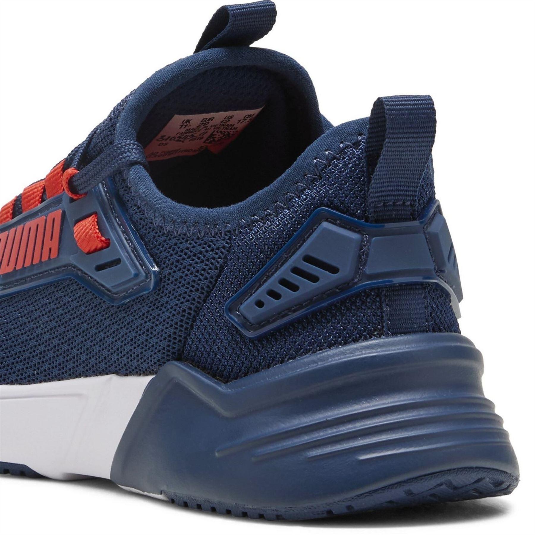 Navy-Red - Pack Shot - Puma Childrens-Kids Mesh Running Trainers