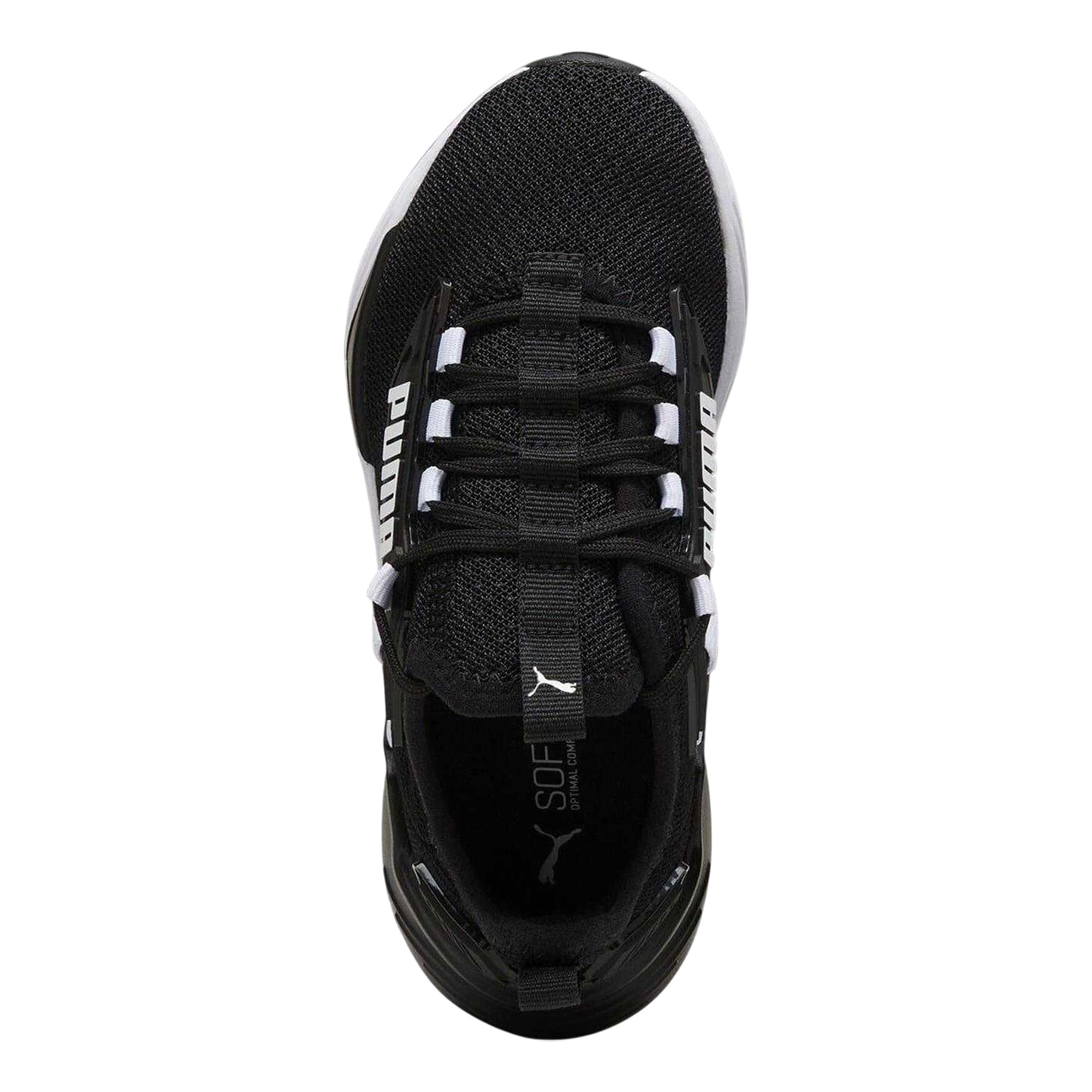 Black-White - Side - Puma Childrens-Kids Mesh Running Trainers