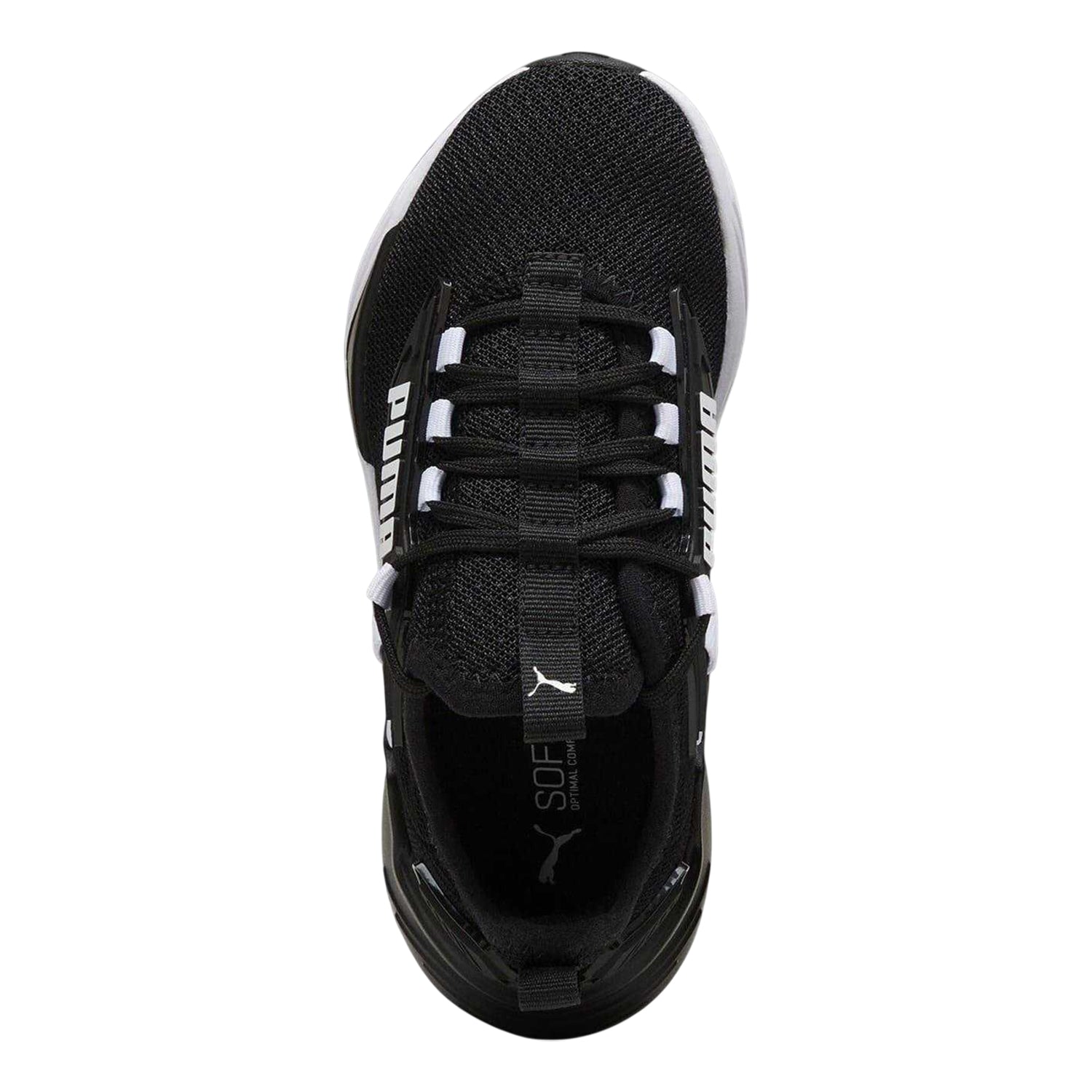 Black-White - Side - Puma Childrens-Kids Mesh Running Trainers