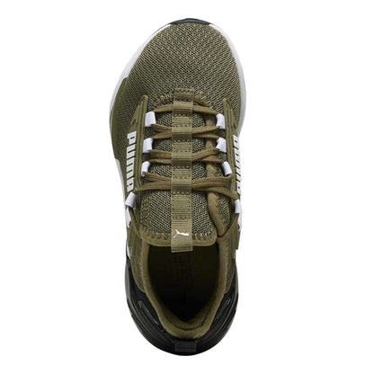 Green-Black - Side - Puma Childrens-Kids Mesh Running Trainers