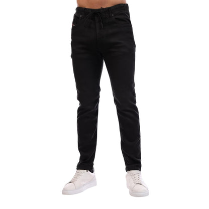 Black - Side - Diesel Mens Sweat Straight Jeans