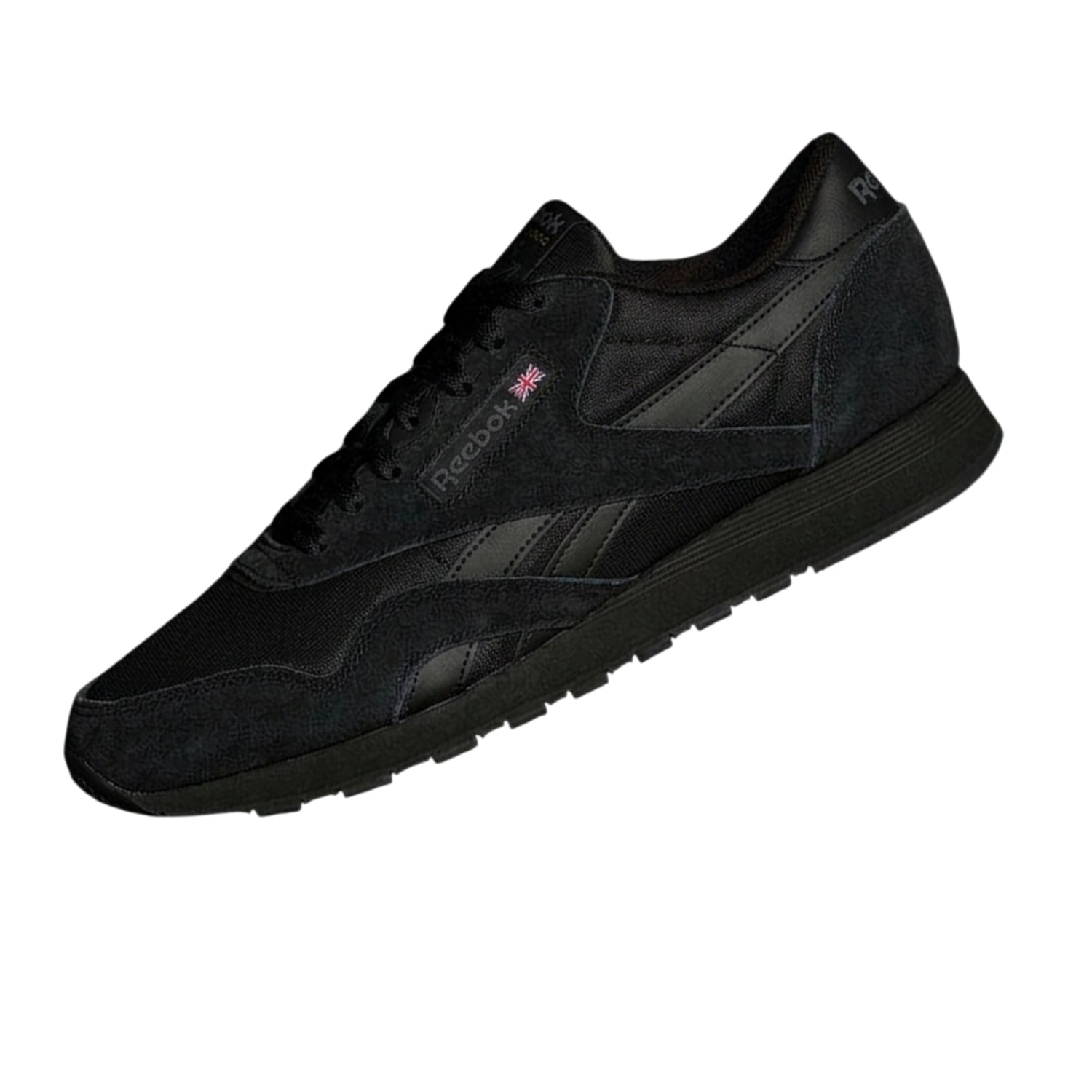 Black-Grey - Lifestyle - Reebok Mens Nylon Suede Panel Trainers