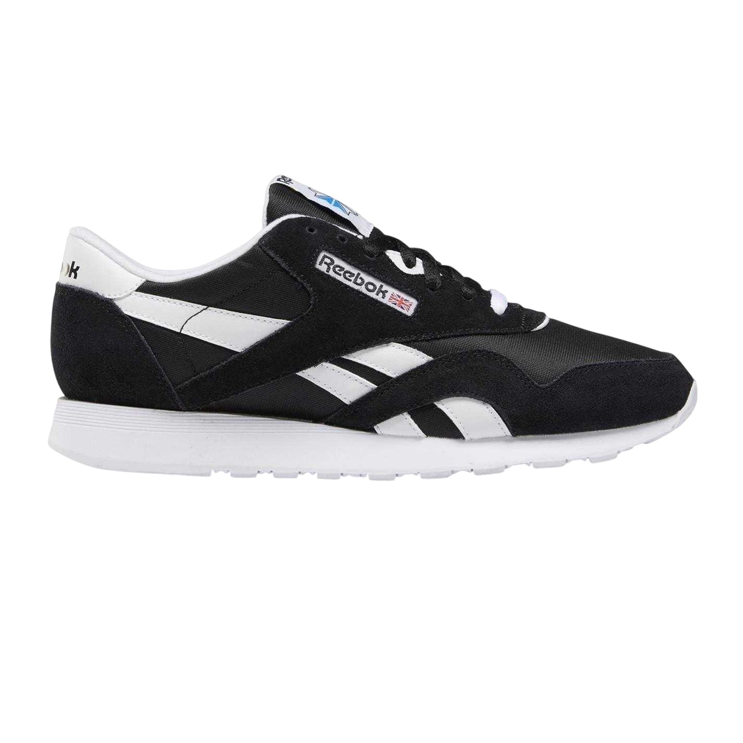Black-White - Front - Reebok Mens Nylon Suede Panel Trainers