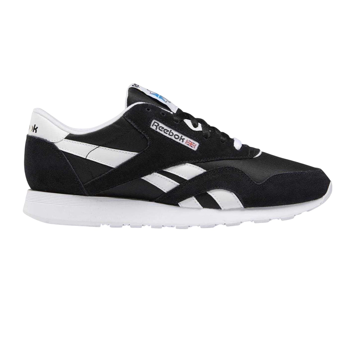 Black-White - Front - Reebok Mens Nylon Suede Panel Trainers