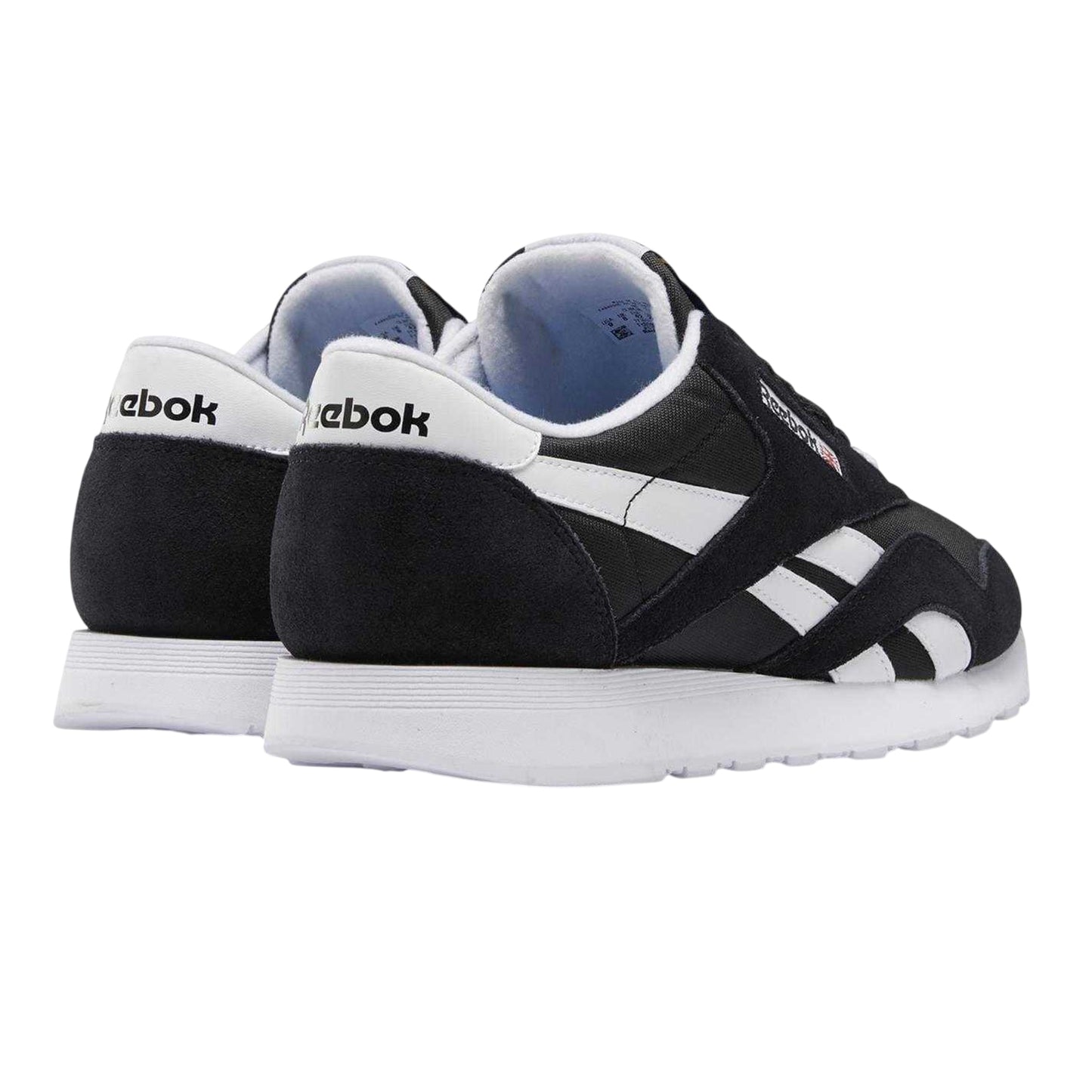 Black-White - Back - Reebok Mens Nylon Suede Panel Trainers