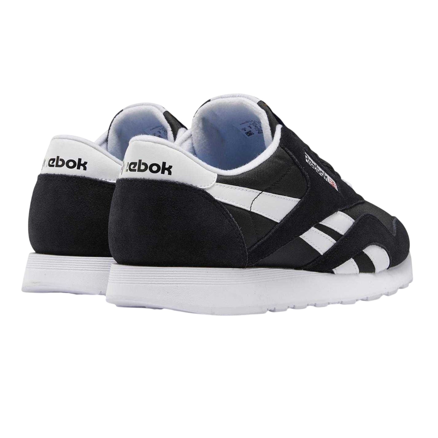 Black-White - Back - Reebok Mens Nylon Suede Panel Trainers