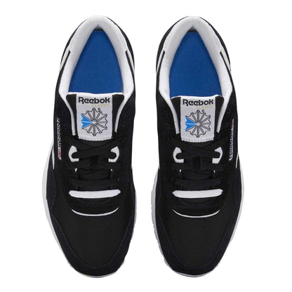 Black-White - Side - Reebok Mens Nylon Suede Panel Trainers