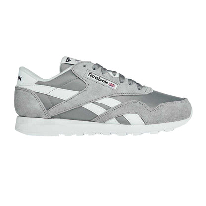 Grey-White - Front - Reebok Mens Nylon Suede Panel Trainers
