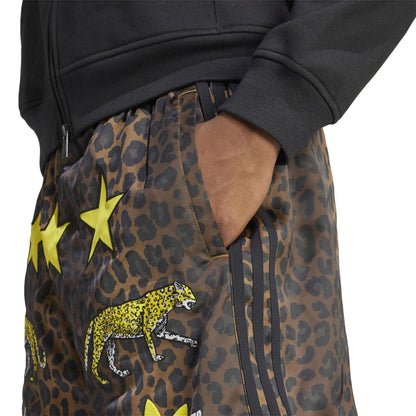 Brown-Black-Yellow - Side - Adidas Mens Originals Fleece All-Over Print Boxer Shorts