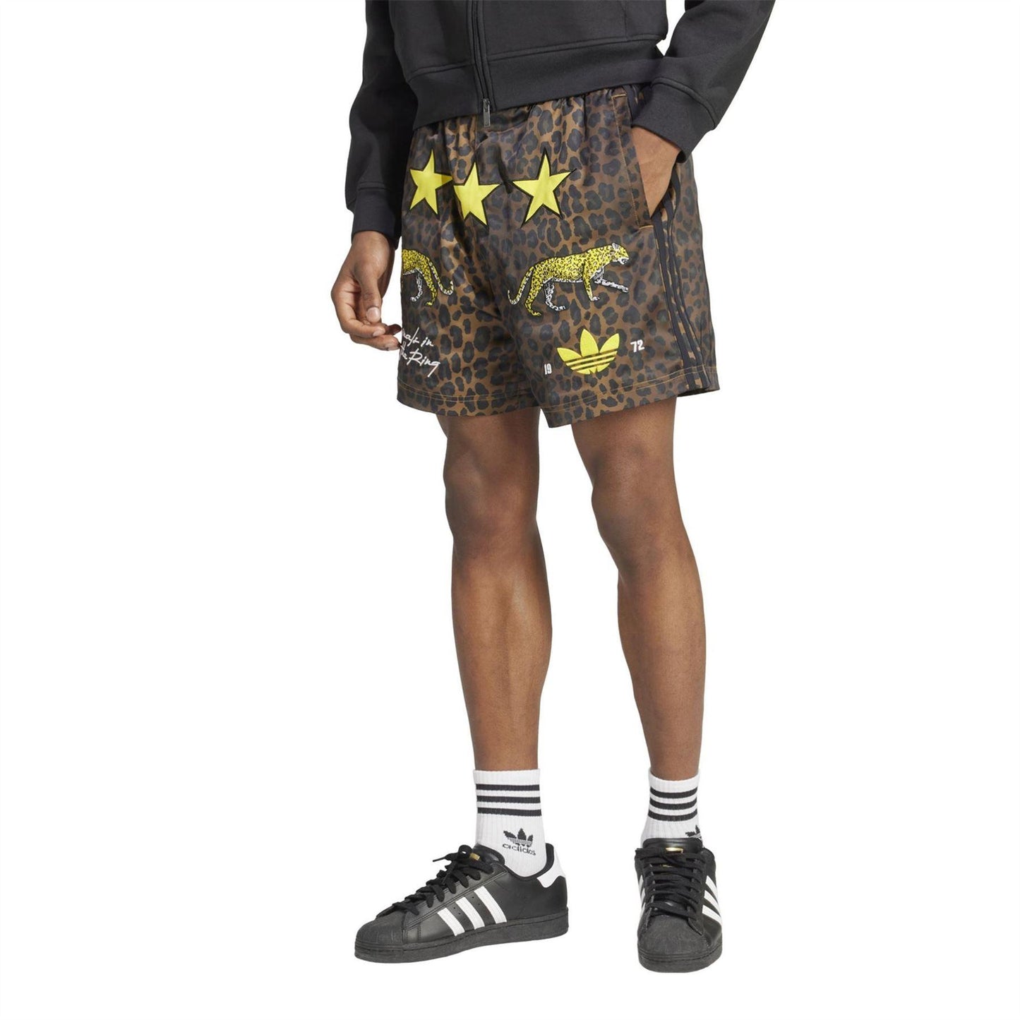 Brown-Black-Yellow - Lifestyle - Adidas Mens Originals Fleece All-Over Print Boxer Shorts