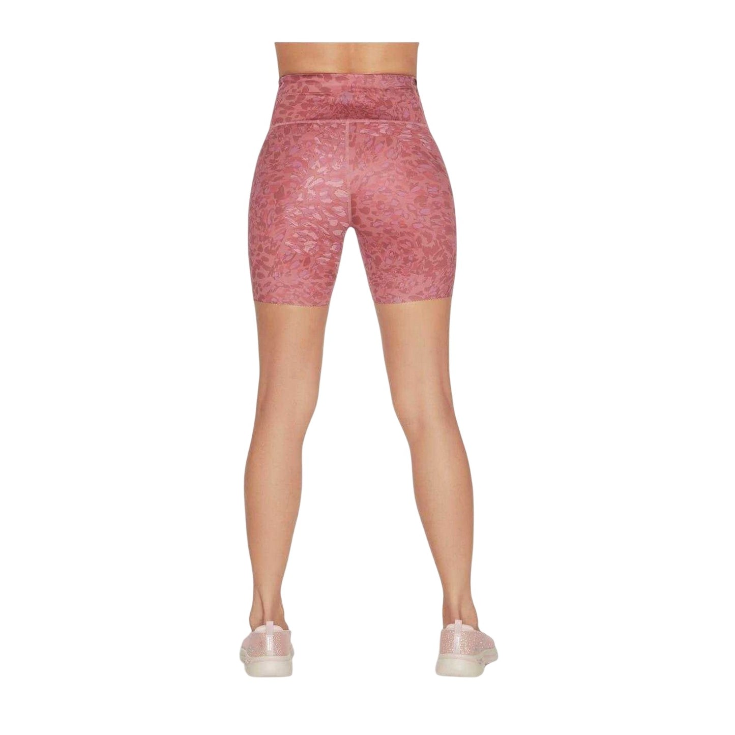 Mauve-Purple - Back - Skechers Womens-Ladies Gosculpt Leopard Print Cycling Shorts