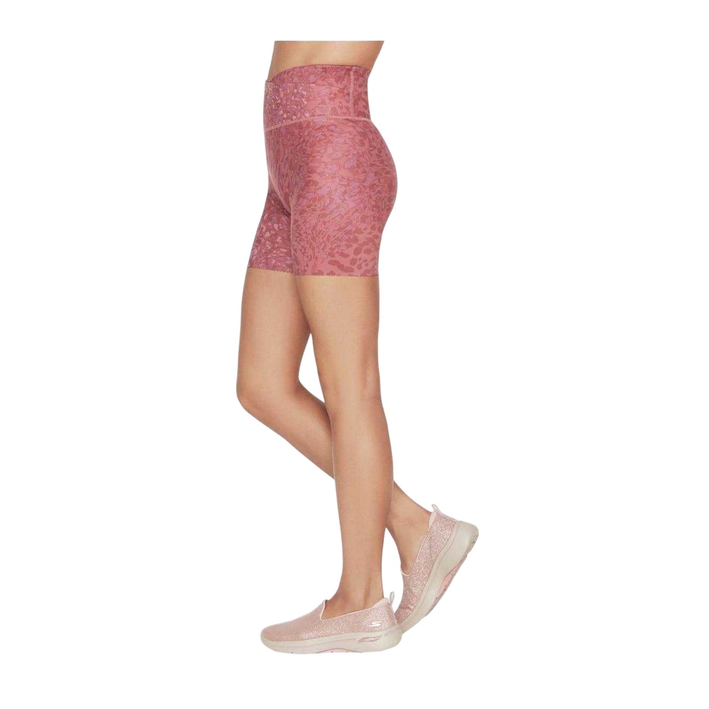 Mauve-Purple - Side - Skechers Womens-Ladies Gosculpt Leopard Print Cycling Shorts