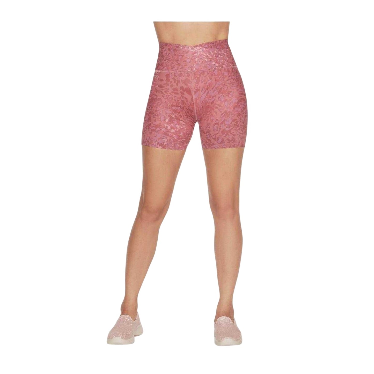 Mauve-Purple - Front - Skechers Womens-Ladies Gosculpt Leopard Print Cycling Shorts