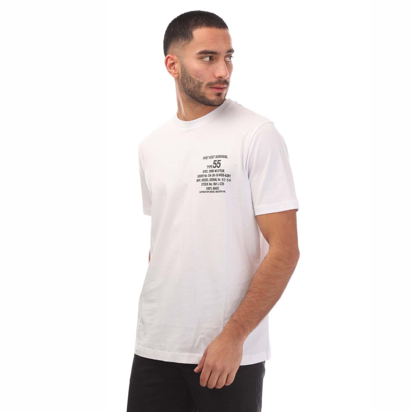 White - Front - Diesel Mens Just 6-2 T-Shirt