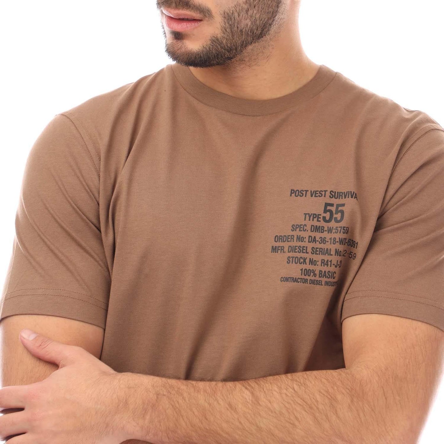 Brown - Side - Diesel Mens Just 6-2 T-Shirt