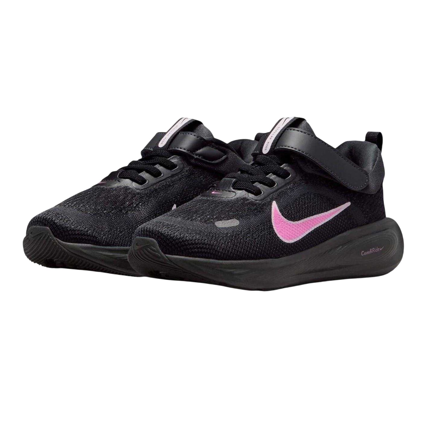 Black-Pink - Pack Shot - Nike Childrens-Kids Stellar Ride Runners Cushioned Trainers