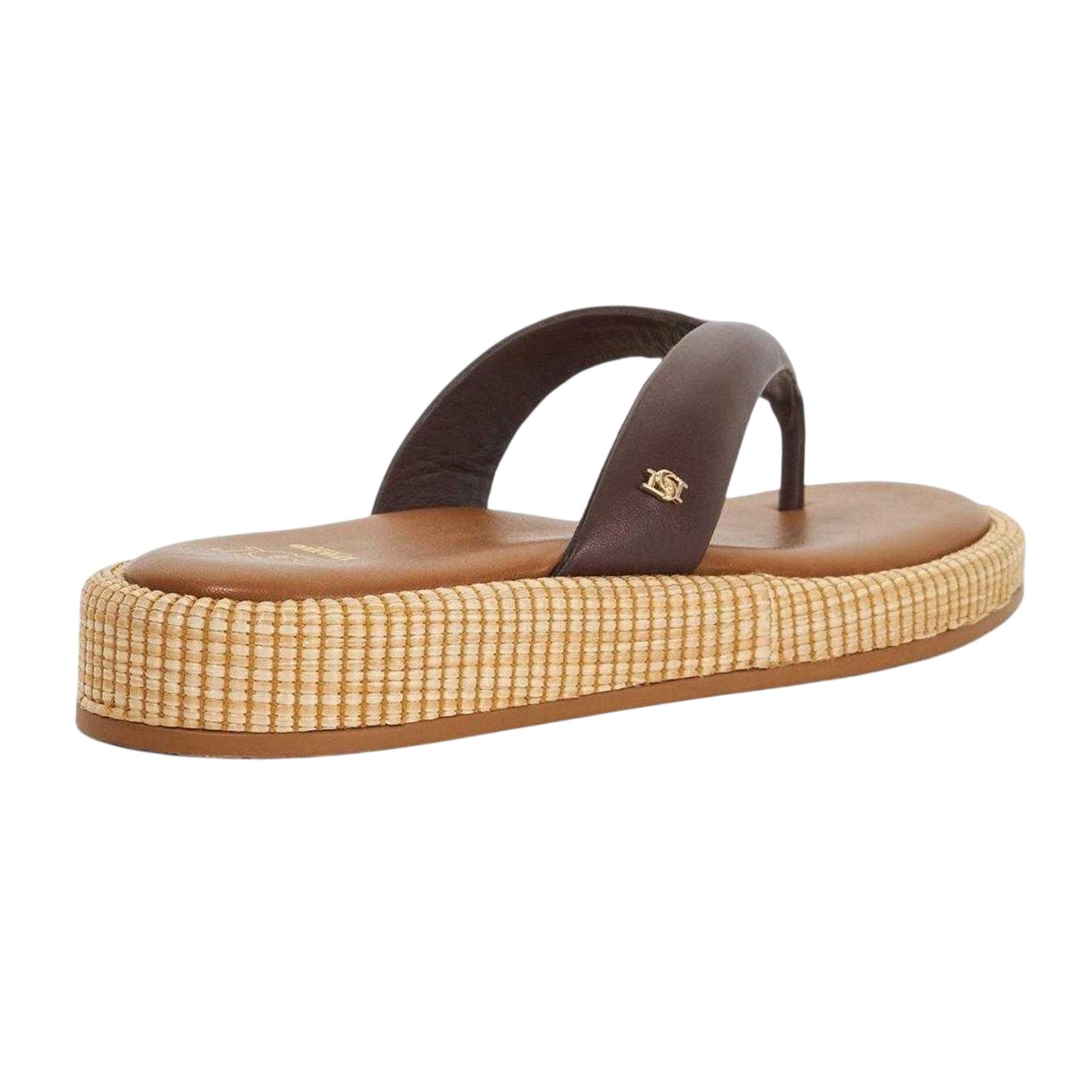 Brown - Back - Dune London Womens-Ladies Lo Laike Leather Toe Post Sandals