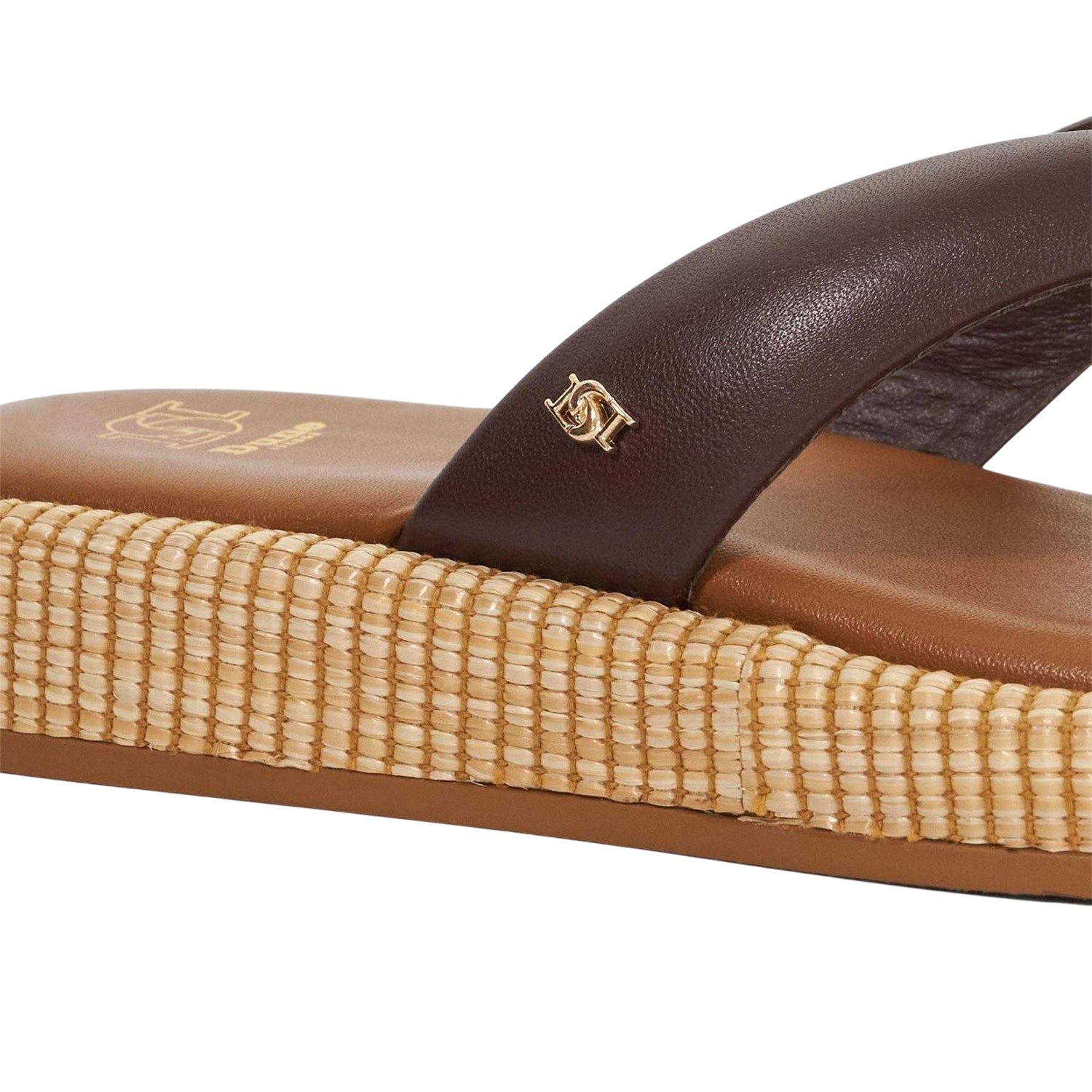 Brown - Side - Dune London Womens-Ladies Lo Laike Leather Toe Post Sandals