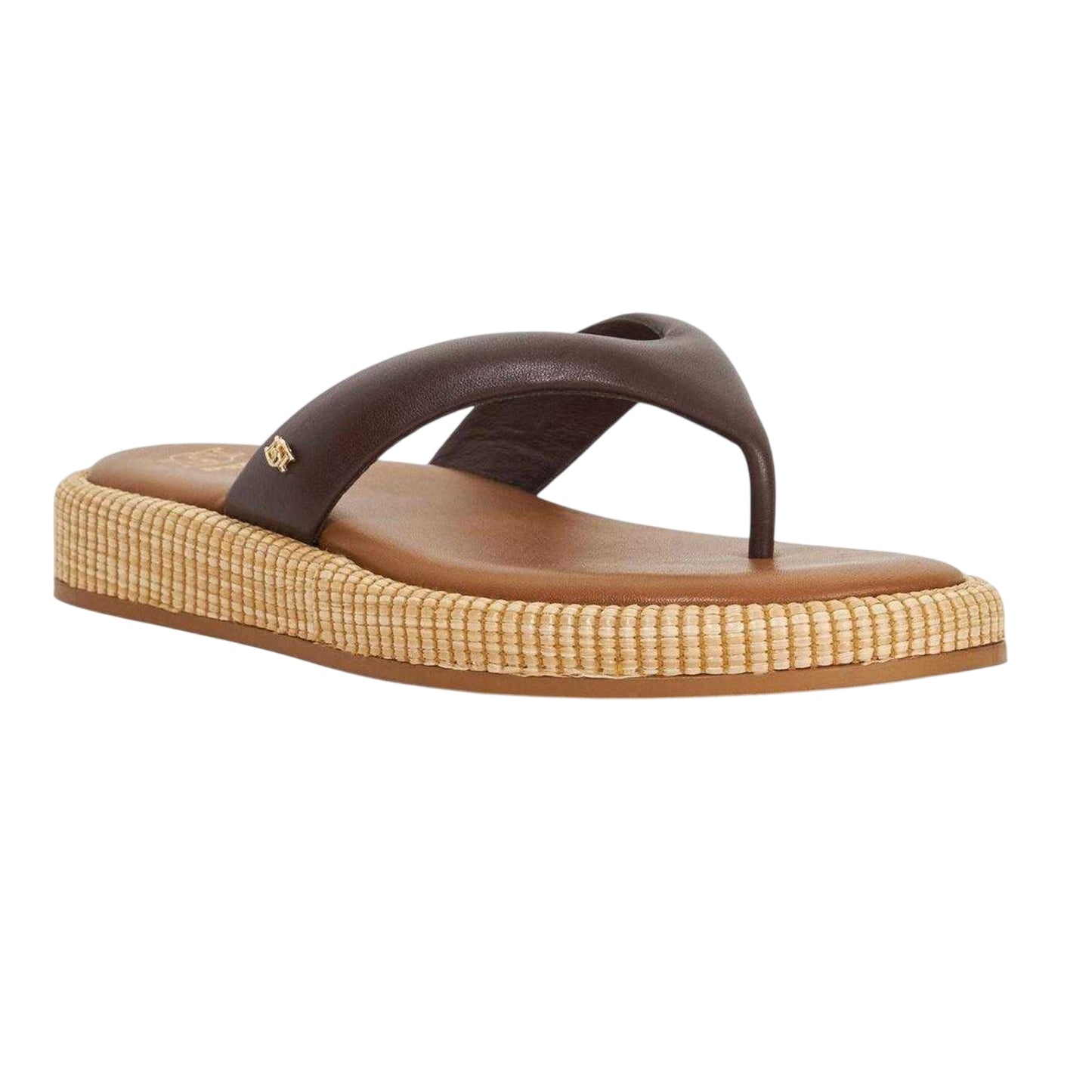 Brown - Lifestyle - Dune London Womens-Ladies Lo Laike Leather Toe Post Sandals
