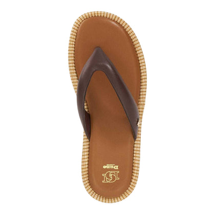 Brown - Pack Shot - Dune London Womens-Ladies Lo Laike Leather Toe Post Sandals