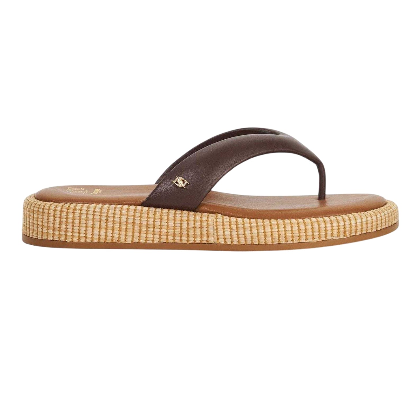 Brown - Front - Dune London Womens-Ladies Lo Laike Leather Toe Post Sandals
