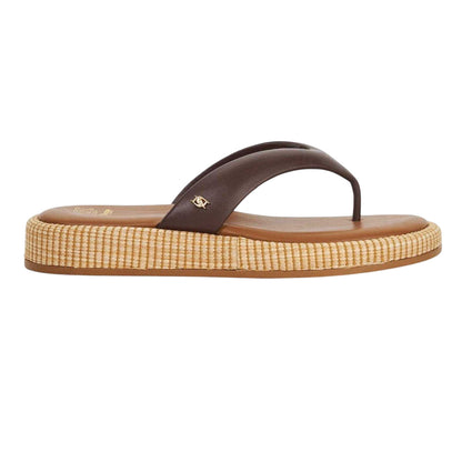 Brown - Front - Dune London Womens-Ladies Lo Laike Leather Toe Post Sandals