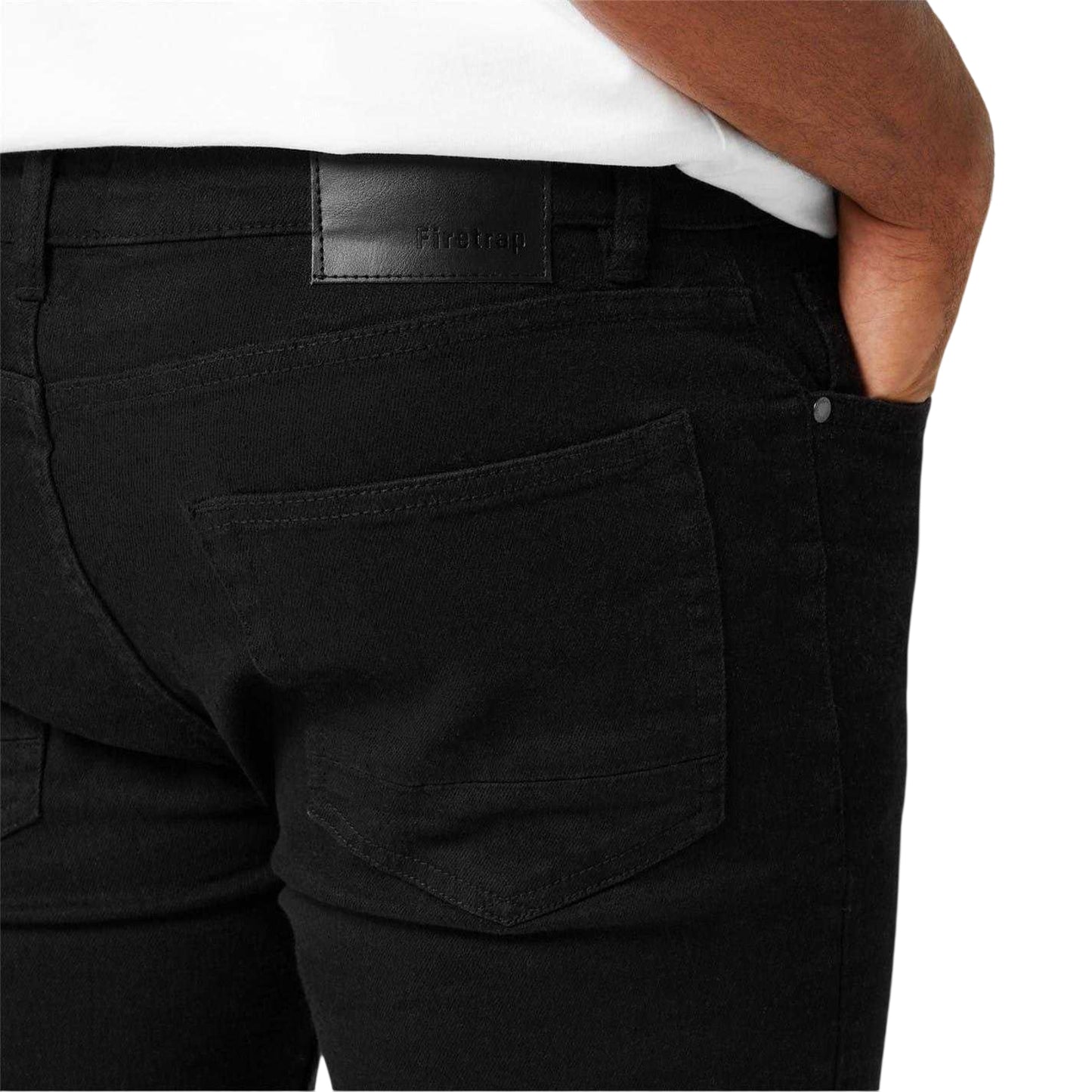 Black - Side - Firetrap Mens Logo Super Skinny Jeans