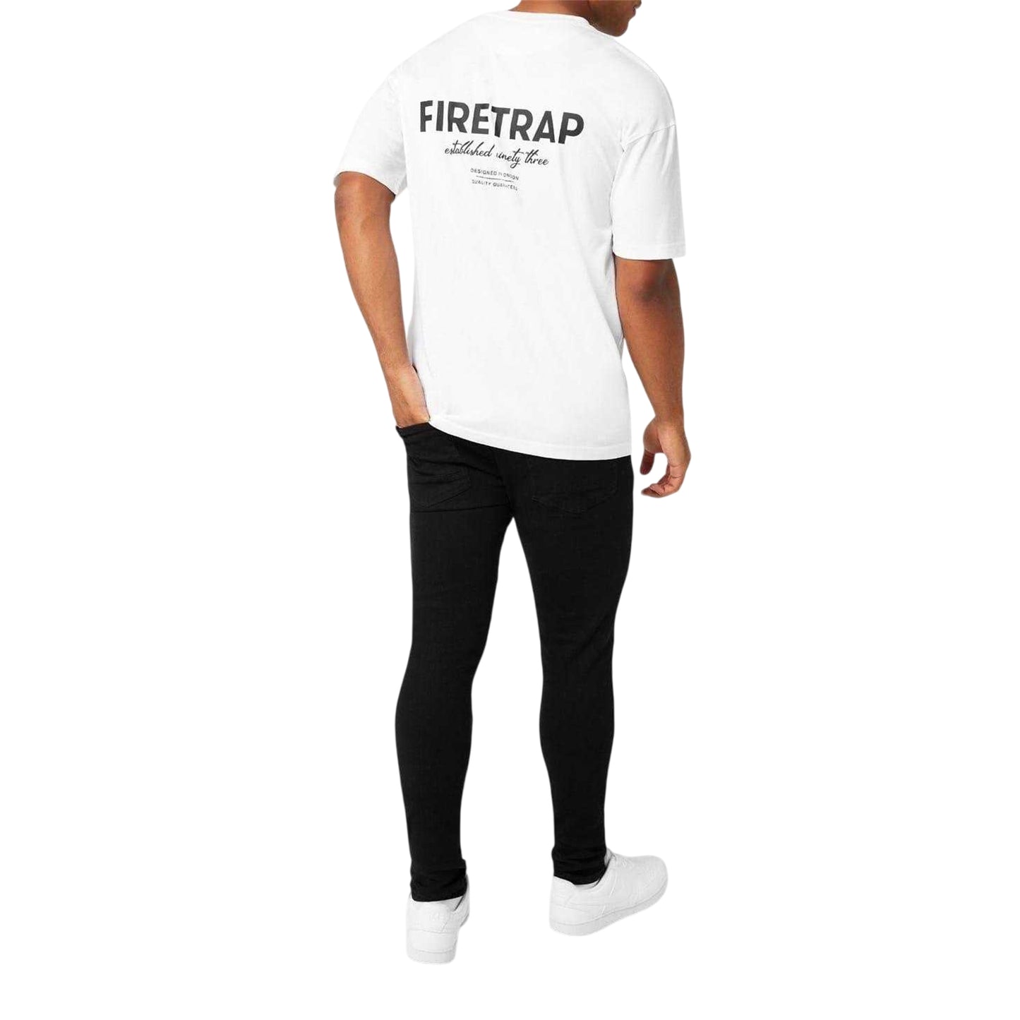 Black - Pack Shot - Firetrap Mens Logo Super Skinny Jeans