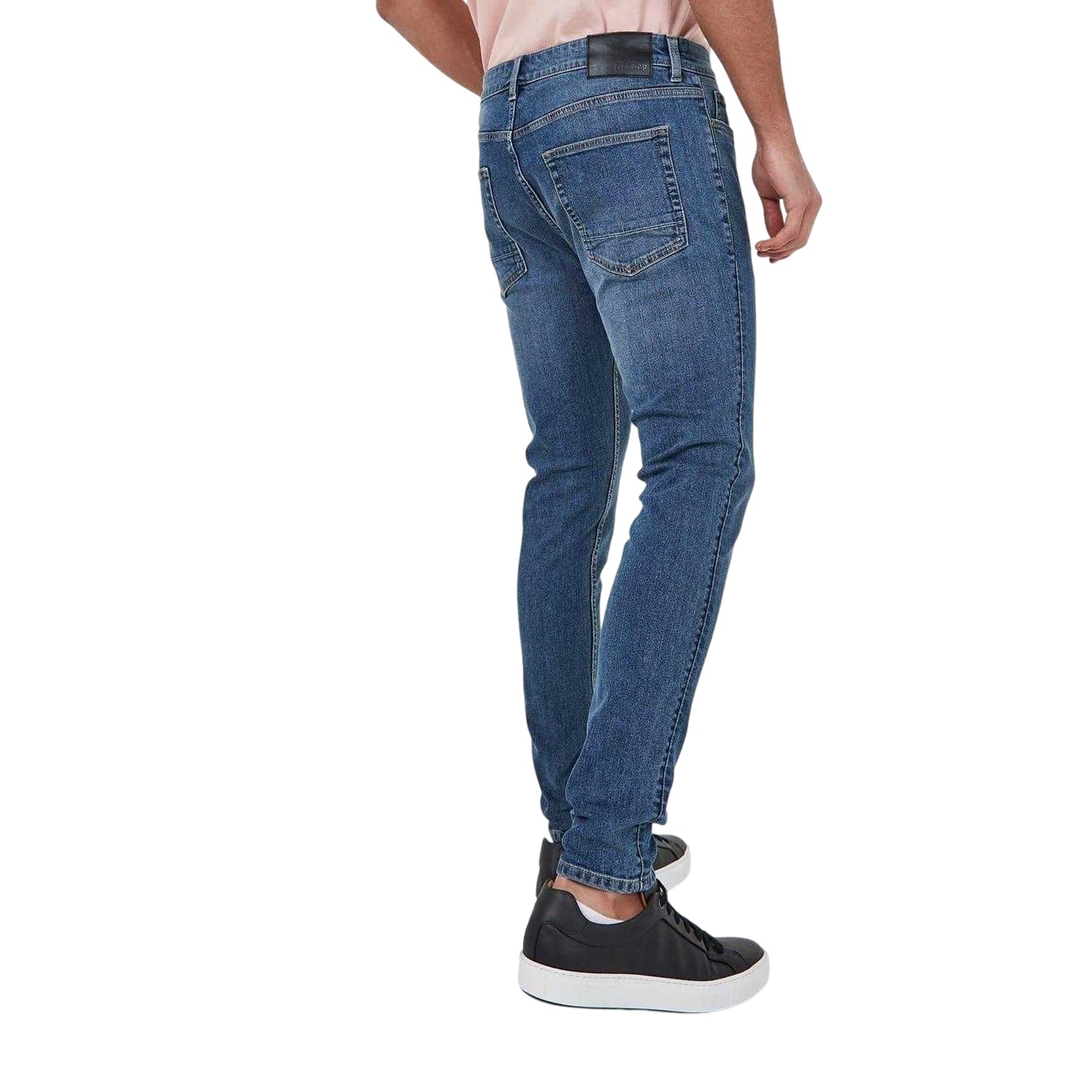Mid Wash - Back - Firetrap Mens Logo Super Skinny Jeans
