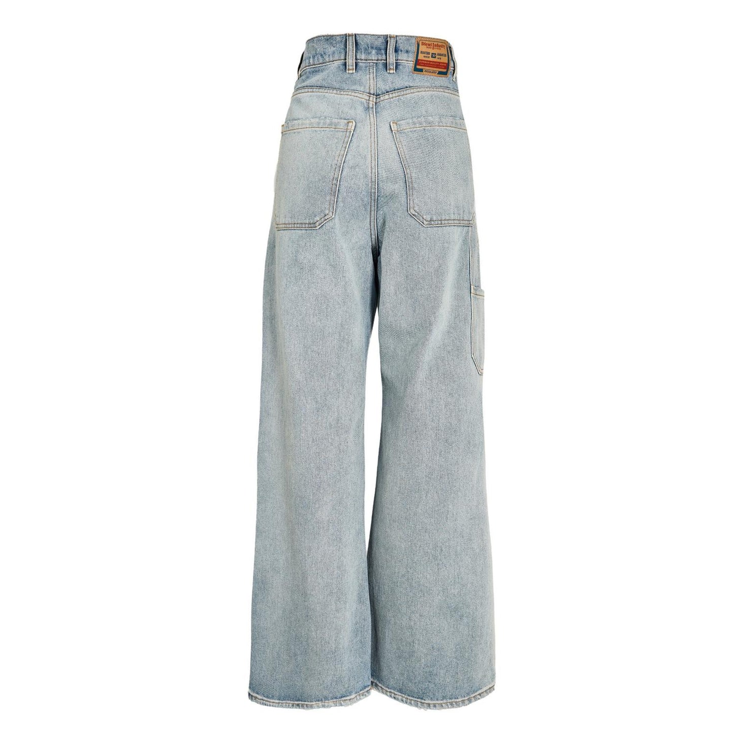 Blue Denim - Back - Diesel Womens-Ladies Denim Drape Detail Wide Leg Jeans