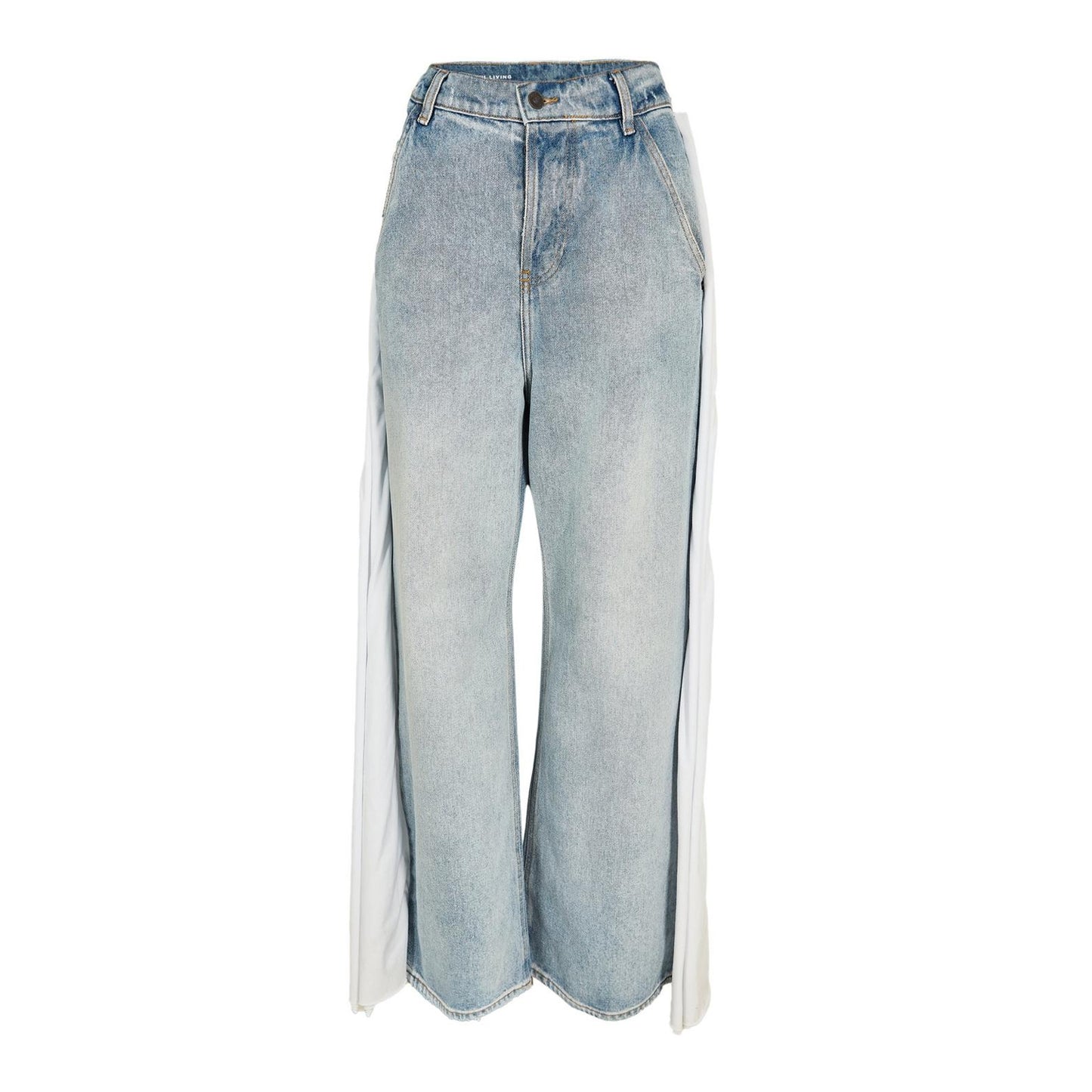 Blue Denim - Front - Diesel Womens-Ladies Denim Drape Detail Wide Leg Jeans