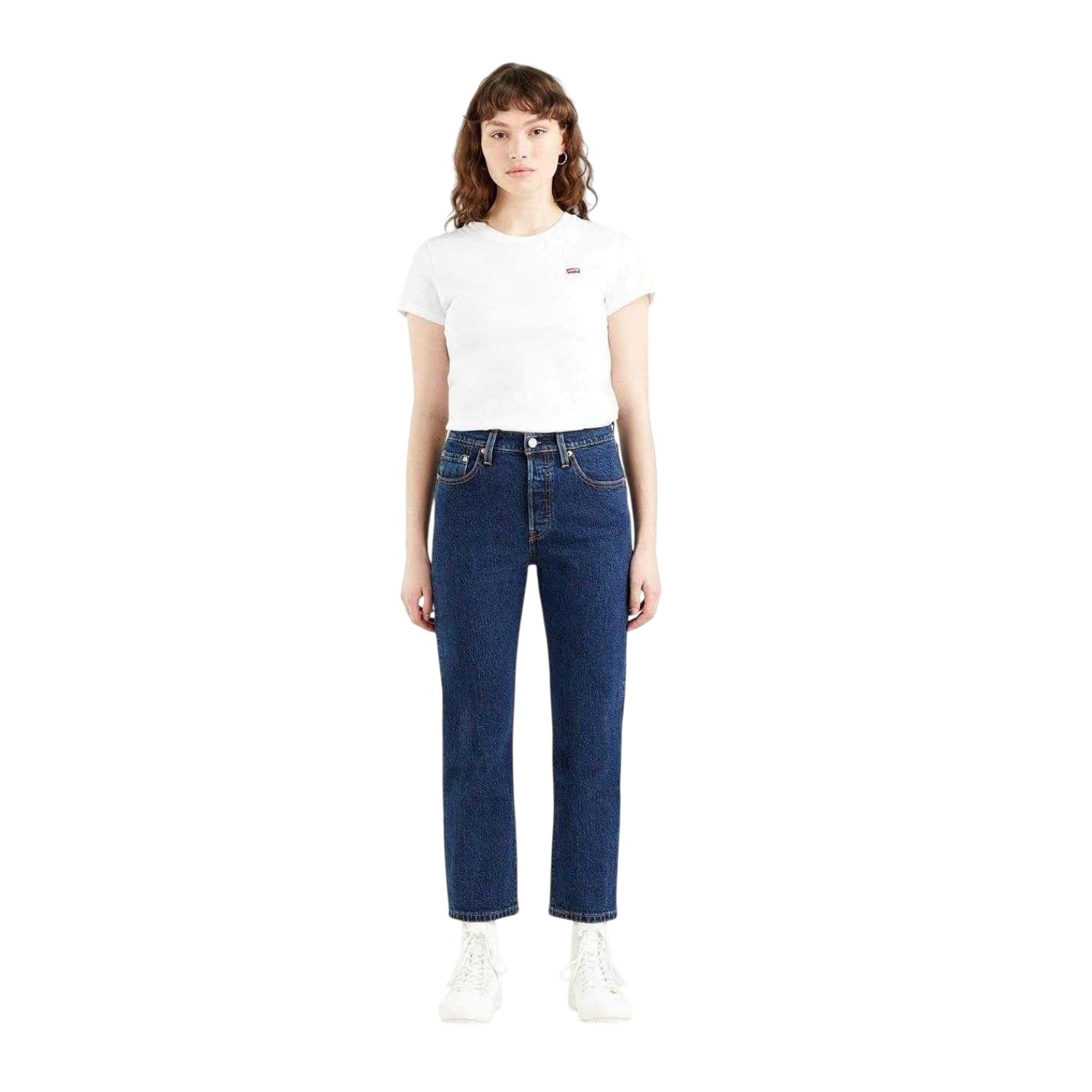 Salsa Stonewash - Side - Levis Womens-Ladies 501 Denim Cropped Jeans