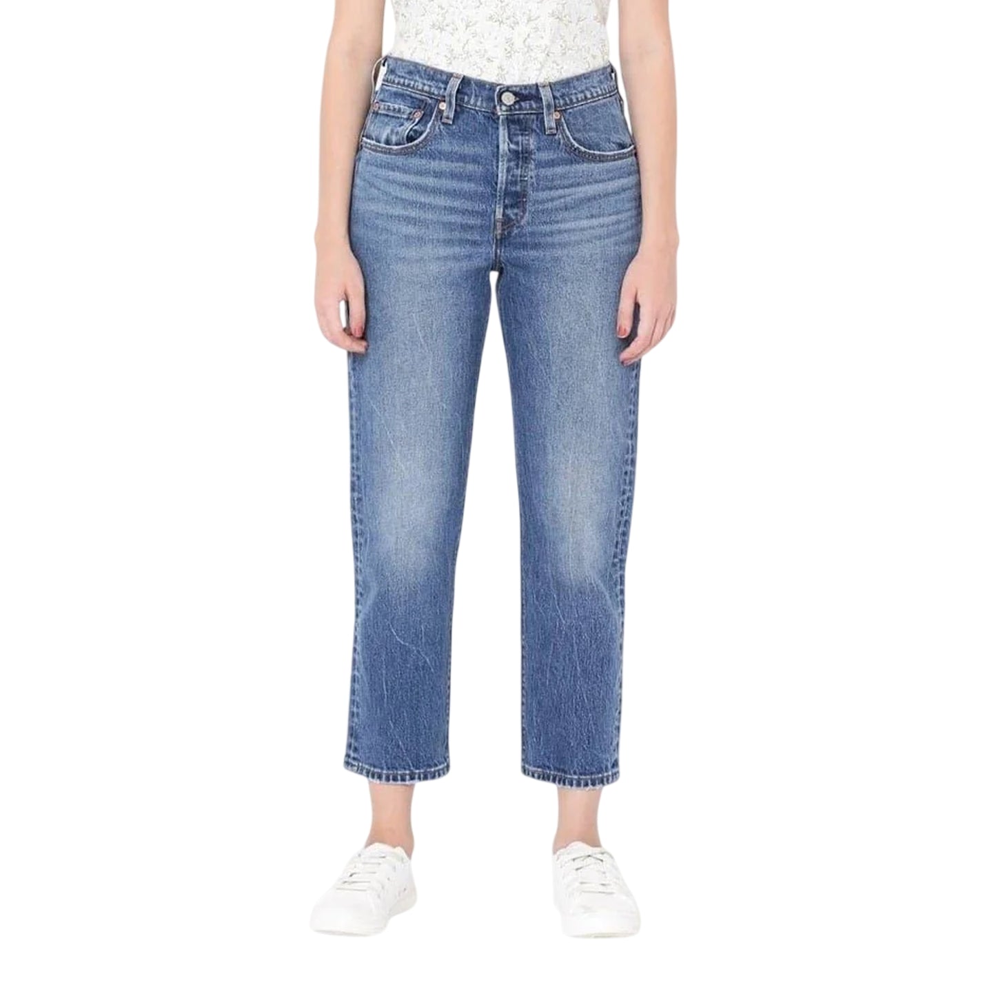 Erin Cant Wait - Front - Levis Womens-Ladies 501 Denim Cropped Jeans