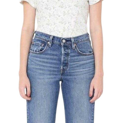 Blue Stone Wash - Back - Levis Womens-Ladies 501 Denim Cropped Jeans
