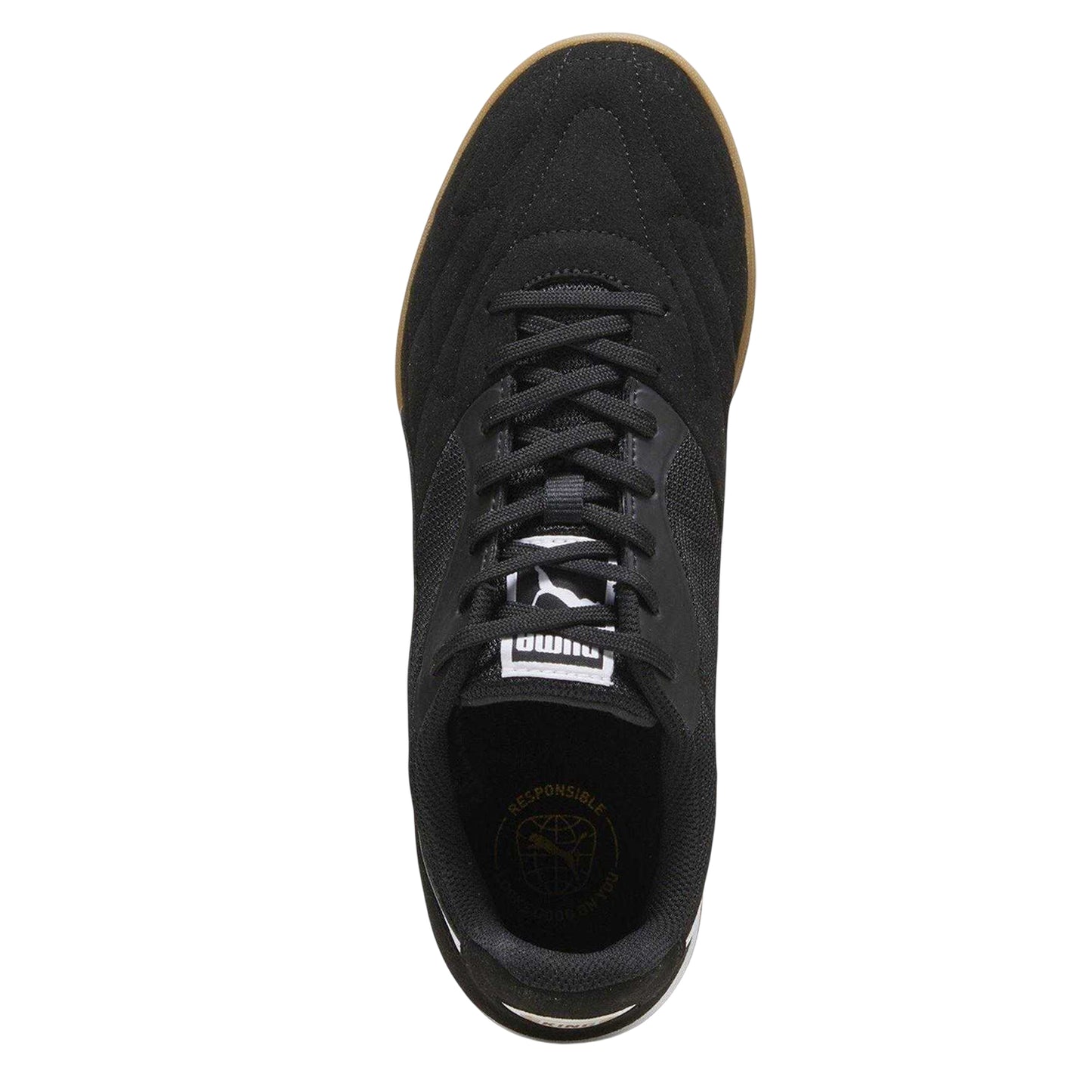 Black-White - Side - Puma Mens Logo Low Cut Trainers