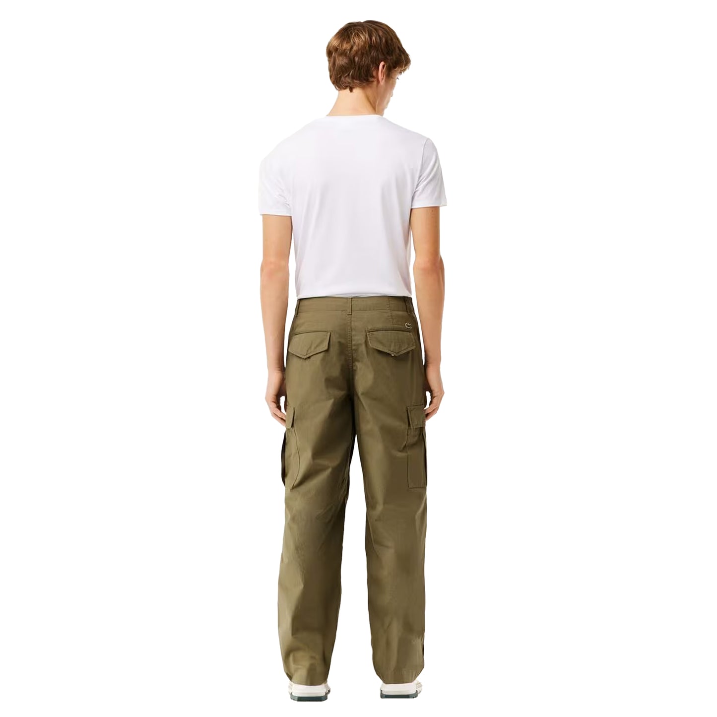 Green - Back - Lacoste Mens Multi Pocket Straight Cargo Trousers