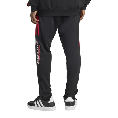 Black-Ruby Red - Back - Adidas Mens Sportswear Fleece 3 Stripes Joggers