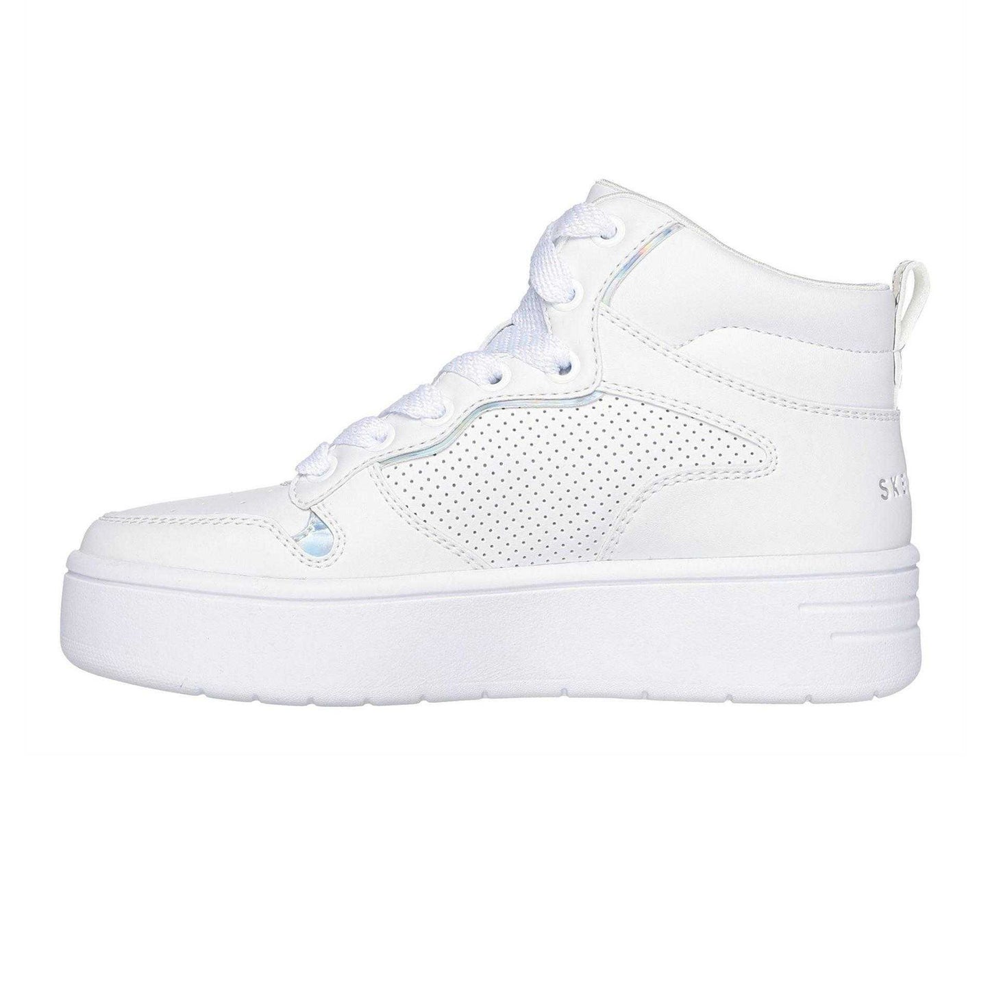 White - Back - Skechers Childrens-Kids Court High Top Trainers