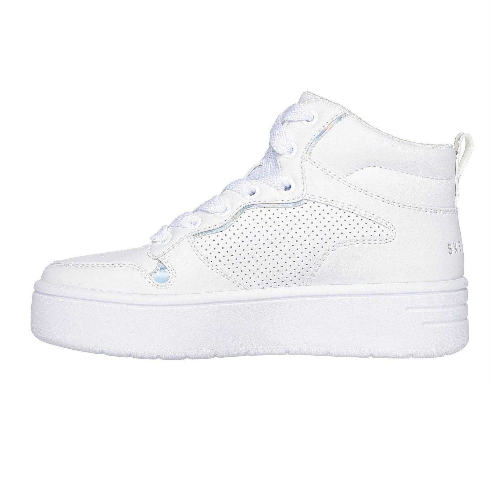White - Back - Skechers Childrens-Kids Court High Top Trainers