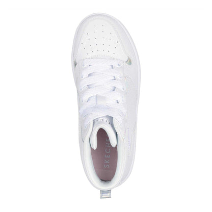 White - Side - Skechers Childrens-Kids Court High Top Trainers