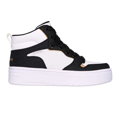 White-Black - Front - Skechers Childrens-Kids Court High Top Trainers
